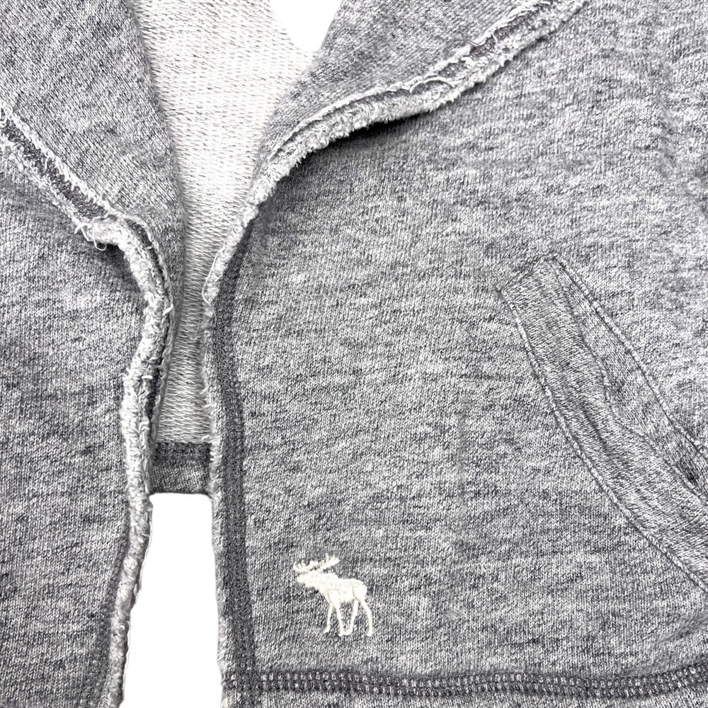 Abercrombie & Fitch Gray Copped Sweatshirt Moto Jacket Large Jersey Knit y2k - Picture 4 of 10